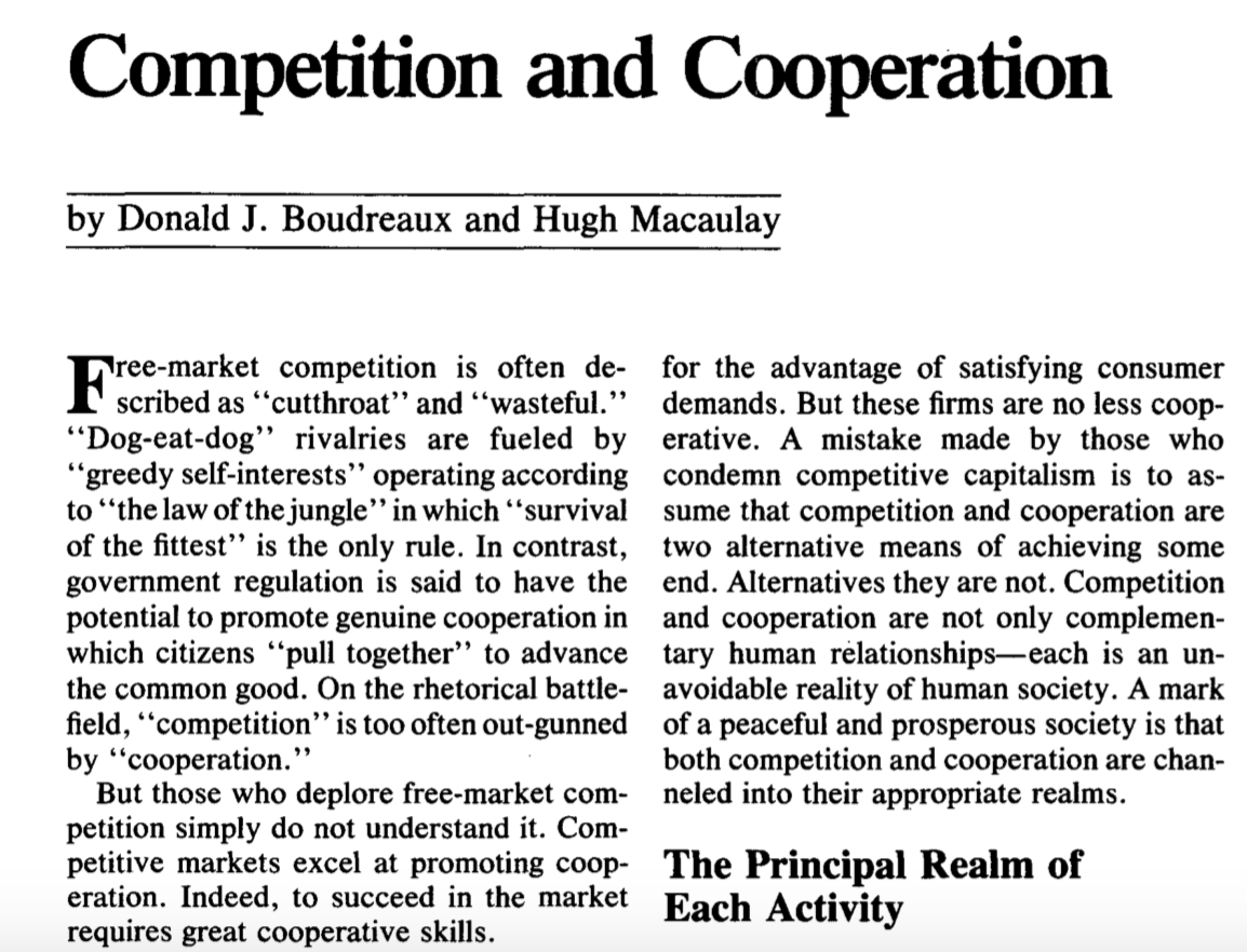competition vs cooperation essay